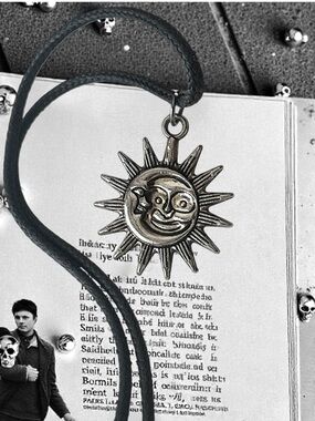 5 For $25💫Gunmetal Cosmic Moon and Sun Pendant